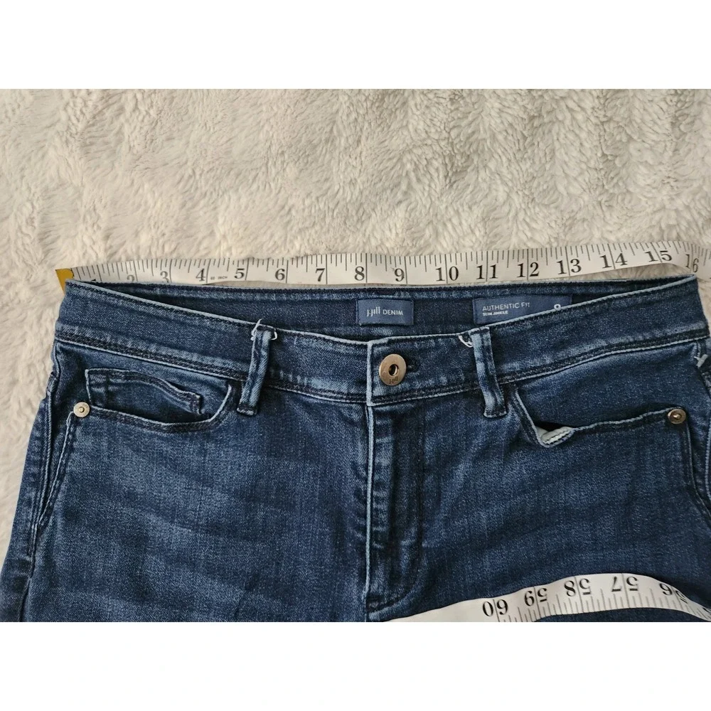 J.Jill Denim Jeans Womens Size 8 Slim Ankle Authentic Fit Dark Wash Stretch Blue